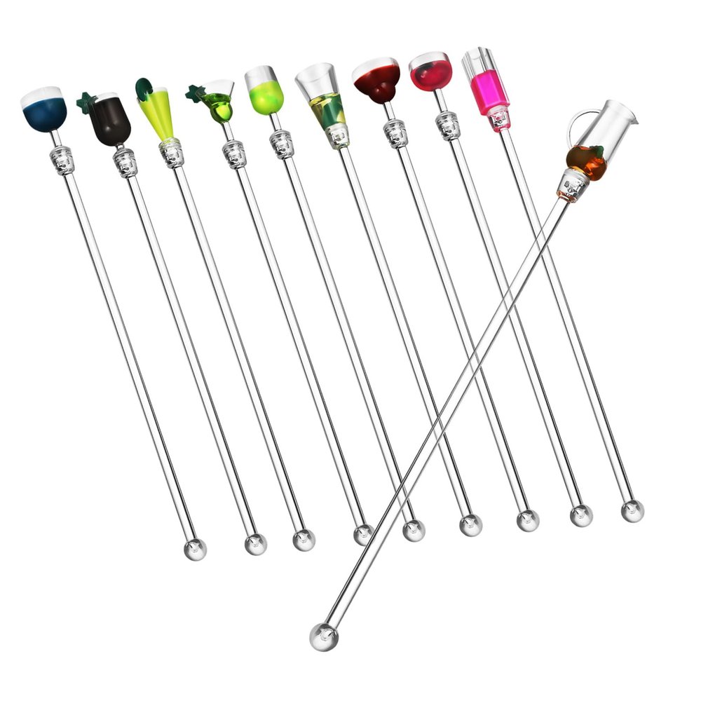 BEBEMOKO 10pcs Swizzle Sticks Mixing Sticks for Cocktails Coffee and Juices Versatile Beverage Stirring Rods for Parties and Events Easy to Use Plastic Drink Mixers
