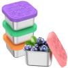 Abizarch 4 Pcs Stainless Steel Snack Container with Silicone Lids 6oz Sauce Container Leakproof Food Storage Container Reusable Snack Cup Stackable Dressing Container Portable Snack Box Set for Kids T view 3