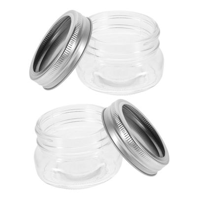 CATIEBYE 2pcs Small Glass Storage Jars Lids Wide Mouth Containers for Honey Jam and Snacks of Glass Canisters for Kitchen Organization