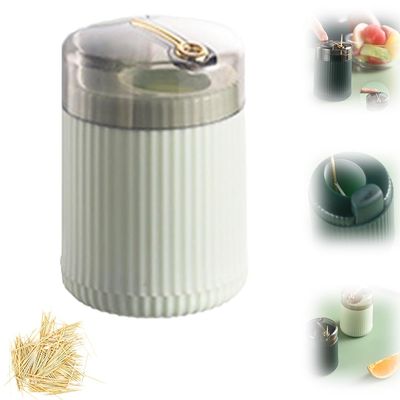 CAJDEOPYE Pop up Automatic Toothpick Dispenser,Creative Press Pop up Toothpicks Dispenser,Portable High Capacity Toothpick Holder Container for Kitchen,Living Room,Bedroom /1484, Light Green, 464895
