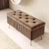 Upholstered Storage Box Velvet Fabric Living Room Footstool Cloth Toy and Shoe Storage Bench Entryway Bench Bedroom End of Bed Bench view 1