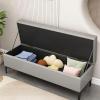Hallway Storage Box Faux Leather Padded Seat Long Bench Living Room Storage Bench End of Bed Bench Narrow Bench for Foyer Bedroom view 4