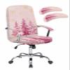 Blush Pink Tree Office Chair Cover Large Stretchable with Armrest Covers,Christmas Winter Golden Snowflake Removable Computer Chair Back Covers Office Desk Chair Seat Slipcovers Cushion Protector view 1