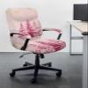 Blush Pink Tree Office Chair Cover Large Stretchable with Armrest Covers,Christmas Winter Golden Snowflake Removable Computer Chair Back Covers Office Desk Chair Seat Slipcovers Cushion Protector view 2