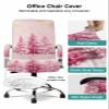 Blush Pink Tree Office Chair Cover Large Stretchable with Armrest Covers,Christmas Winter Golden Snowflake Removable Computer Chair Back Covers Office Desk Chair Seat Slipcovers Cushion Protector view 3