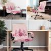 Blush Pink Tree Office Chair Cover Large Stretchable with Armrest Covers,Christmas Winter Golden Snowflake Removable Computer Chair Back Covers Office Desk Chair Seat Slipcovers Cushion Protector view 4
