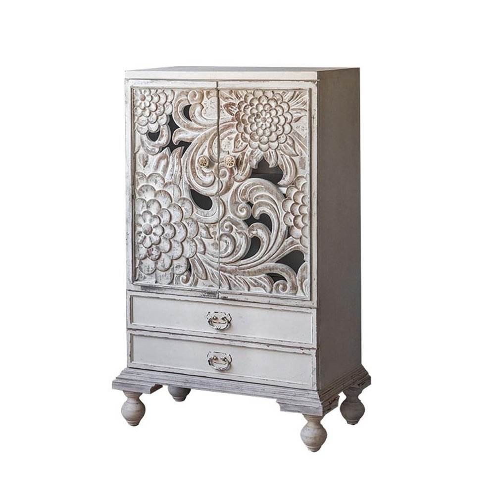 BABETRUE Bufetera Nordic Retro Old Carved Bedroom Cabinet B&B Hotel Creative Home Decoration Cabinet Entrance