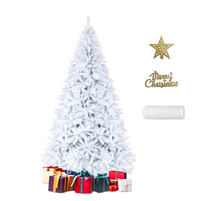 PLKO 10FT Artificial Holiday Christmas TreeArtificial Christmas Tree Xmas Pine Tree with Stand and Soft White Branch for Holiday Indoor Outdoor,2150Tips(White)