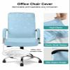 Christmas Snowflake Office Chair Cover Medium Stretchable with Armrest Covers,Gradient Blue Winter Holiday Removable Computer Chair Back Covers Office Desk Chair Seat Slipcovers Cushion Protector view 3