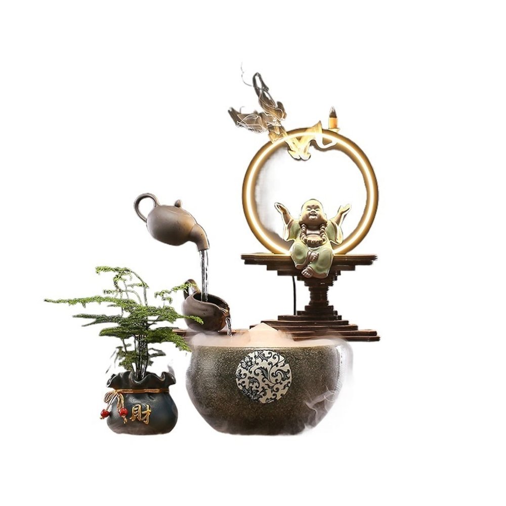 Tabletop Fountains Luxurious Desktop Waterfall - Elegant Hanging Kettle Decor, Premium Office and Home Gifts for Business Opening or Housewarming, Ideal for New Year Celebrations. Desktop Fountain