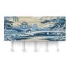Chinoiserie Blue and White Porcelain Chinese Style Pattern Key Holder Wall Mount Key Rack Self Adhesive Key Hooks Key Organizer Home Decoration for Front Door Kitchen Mudroom Hallway Entryway view 3