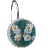 asebiunh Shower Curtain Hooks, Daisy Flower Butterfly Teal Wooden Shower Curtain Rings Stainless Steel Rust-Proof Shower Hooks Rings for Bathroom Shower Rods Curtains, Set of 12 Hooks view 1