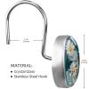 asebiunh Shower Curtain Hooks, Daisy Flower Butterfly Teal Wooden Shower Curtain Rings Stainless Steel Rust-Proof Shower Hooks Rings for Bathroom Shower Rods Curtains, Set of 12 Hooks view 3