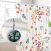asebiunh Shower Curtain Hooks, Daisy Flower Butterfly Teal Wooden Shower Curtain Rings Stainless Steel Rust-Proof Shower Hooks Rings for Bathroom Shower Rods Curtains, Set of 12 Hooks view 4