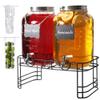 2 Gallon Drink Dispensers for Parties, 2 Pack Beverage Dispensers with Stand, Glass Water Jug Dispenser, with 18/8 Stainless Steel Spigot, Great for Party, Wedding, Picnic, BBQ view 1