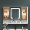 AYHARYLH Medicine Cabinet with LED Lights and Mirror, Defog & Dimmable Vanity Bathroom Mirror with Storage, Recessed Or Surface Mount, Bathroom Storage Organizer Clock and Temper Display view 1