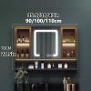 AYHARYLH Medicine Cabinet with LED Lights and Mirror, Defog & Dimmable Vanity Bathroom Mirror with Storage, Recessed Or Surface Mount, Bathroom Storage Organizer Clock and Temper Display view 2