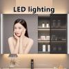 AYHARYLH Bathroom Medicine Cabinet with LED Lights with Storage,Defog & Dimmable Vanity Bathroom Mirror with Storage, Bathroom Storage Organizer Clock and Temper Display view 4