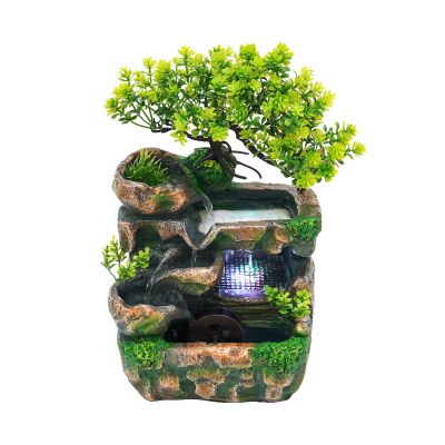 ILWorkTLs Tabletop Rockery Fountain,Desktop Waterfall Fountain,Office Tabletop Fountains for Living Room,Bedroom Decoration