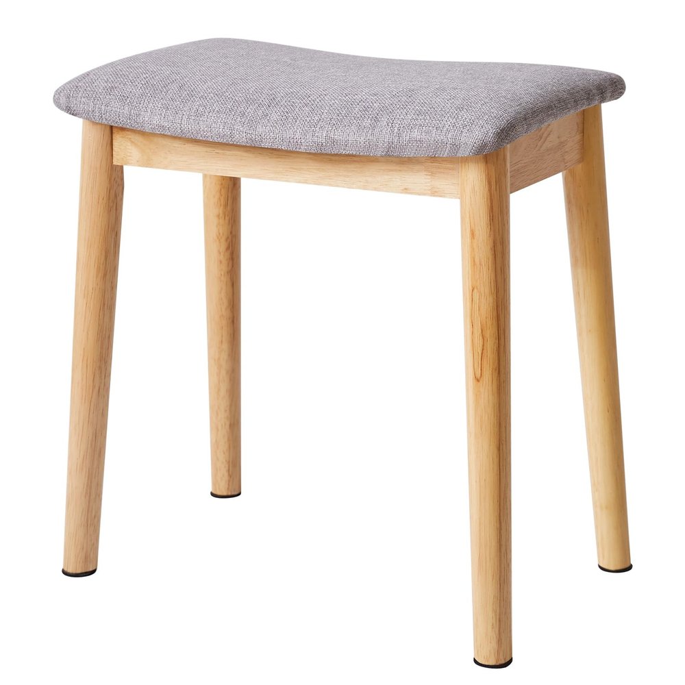 IBUYKE Saddle Cushion Vanity Stool Chair, Foot Rest Stool with Solid Wood Legs, Modern Vanity Bench Ottoman for Piano, Upholstered Seat for Bedroom, Entryway, Wooden Legs&Light Gray WBD007NG