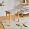 IBUYKE Saddle Cushion Vanity Stool Chair, Foot Rest Stool with Solid Wood Legs, Modern Vanity Bench Ottoman for Piano, Upholstered Seat for Bedroom, Entryway, Wooden Legs&Light Gray WBD007NG view 2