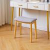 IBUYKE Saddle Cushion Vanity Stool Chair, Foot Rest Stool with Solid Wood Legs, Modern Vanity Bench Ottoman for Piano, Upholstered Seat for Bedroom, Entryway, Wooden Legs&Light Gray WBD007NG view 4