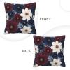 KLAMN Maroon and Navy Flowers Printed Square Throw Pillows with Soft Pillow Covers,Pillowcase with Inserts for Home Sofa Bedroom Decor view 3