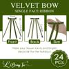LiBongTa 5'' Moss Green Bow with Long Tail, 24 Pieces Velvet Christmas Bows for Wreaths Already Made, Premade Pretied Bows for Treat Bags, Christmas Tree, Gift Wrapping, Party Favor, Crafts, Wedding view 2