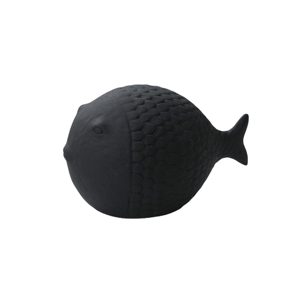 Kissing Gourami Statue, Marine Ceramic Kissing Fish Statue, Chubby Kissing Fish Ornaments, Modern Ocean Cute Fish Craft, Gift for Home, Hotel, Desktop, Living Room, Office, Bookshelf Decor(Black,Small