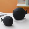Kissing Gourami Statue, Marine Ceramic Kissing Fish Statue, Chubby Kissing Fish Ornaments, Modern Ocean Cute Fish Craft, Gift for Home, Hotel, Desktop, Living Room, Office, Bookshelf Decor(Black,Small view 3