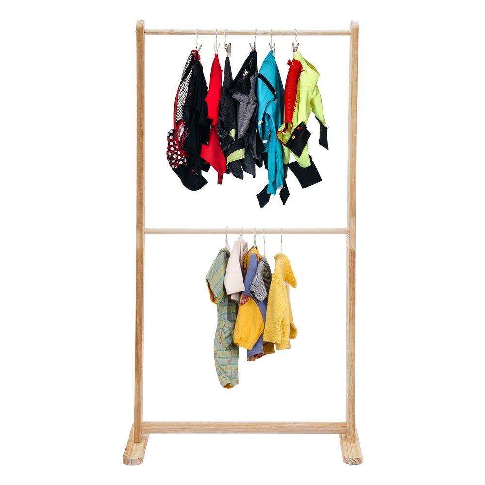 anezdbozr Garment Racks, Wooden Children Garment Clothes Rack, Armoire Display Stand Pet Cloth Organizer,Hanging Rack, Load bearing Capacity 66.13lbs, Display And Store Children'S or Pets' Clothing