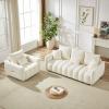 Antetek Teddy Sofa Set for Living Room, Modern Deep Seat Sofa Chair and Oversized 3-Seater Cloud Boucle Couch for Bedroom, Office, Apartment, Furniture Set, Beige (2 Piece) view 1
