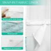 SEVENBABU Ombre Teal Green No Hook Shower Curtain with Snap in Liner Waterproof Fabric Shower Curtain Set for Bathroom Vintage Wood Grain Gradient Shower Curtain with See Through Top Window 72"x72" view 3