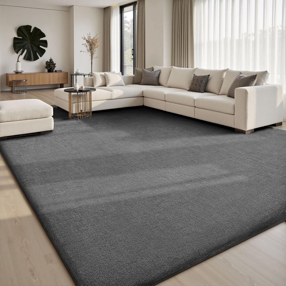 Sour Lemon 8x10 Area Rugs for Bedroom Living Room, Large Carpet Grey Rug