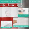 SEVENBABU Ombre Red Grey No Hook Shower Curtain with Snap in Liner Waterproof Fabric Shower Curtain Set for Bathroom Abstract Gradient Red Gray Shower Curtain with See Through Top Window 54"x78" view 4
