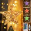 WVSAFV Christmas Tree Topper Star Gold, Christmas Tree Toppers with 40 Coloured & Warm LED Lights, Tradition Tree Topper Star for Home Holiday Xmas Tree Christmas Decor, Glitter Gold view 1