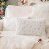 AQOTHES Soft Faux Fur Fuzzy Cute Decorative Throw Pillows Covers with Snowflake Glitter Printed Pillowcases for Christmas Decor Home Bed Room Sofa Chair Couch, Ivory, 12x20 inch, Pack of 2 view 1