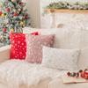 AQOTHES Soft Faux Fur Fuzzy Cute Decorative Throw Pillows Covers with Snowflake Glitter Printed Pillowcases for Christmas Decor Home Bed Room Sofa Chair Couch, Ivory, 12x20 inch, Pack of 2 view 2