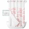SEVENBABU Floral Pink No Hook Shower Curtain with Snap in Liner Waterproof Fabric Shower Curtain Set for Bathroom Spring Flowers Leaf Texture Shower Curtain with See Through Top Window 54"x78" view 1
