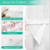 SEVENBABU Floral Pink No Hook Shower Curtain with Snap in Liner Waterproof Fabric Shower Curtain Set for Bathroom Spring Flowers Leaf Texture Shower Curtain with See Through Top Window 54"x78" view 3
