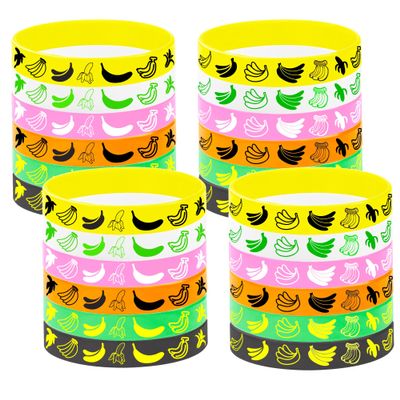 ATSMOICY 24PCS Banana Rubber Bracelets Silicones Wristbands Fruit Party Themed Birthday Party Favors Supplies Decorations