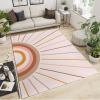 Abstract Boho Rainbow Classroom Rug, Mid-Century Modern Kids Area Rug, Non-Slip Low Pile Easy Clean Washable Playroom Mat for Living Room Bedroom Entryway Kitchen Office Apartment Nursery 4x6ft view 2