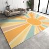 Abstract Boho Sun Classroom Rug, Orange and Blue Ray Stripes Kids Area Rug, Non-Slip Low Pile Easy Clean Washable Playroom Mat for Living Room Bedroom Entryway Kitchen Office Apartment 5.3x6.6ft view 1