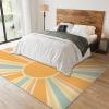 Abstract Boho Sun Classroom Rug, Orange and Blue Ray Stripes Kids Area Rug, Non-Slip Low Pile Easy Clean Washable Playroom Mat for Living Room Bedroom Entryway Kitchen Office Apartment 5.3x6.6ft view 3