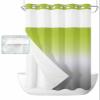 SEVENBABU Ombre Green Grey No Hook Shower Curtain with Snap in Liner Waterproof Fabric Shower Curtain Set for Bathroom Abstract Gradient Green Gray Shower Curtain with See Through Top Window 36"x78" view 1