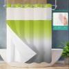 SEVENBABU Ombre Green Grey No Hook Shower Curtain with Snap in Liner Waterproof Fabric Shower Curtain Set for Bathroom Abstract Gradient Green Gray Shower Curtain with See Through Top Window 36"x78" view 2