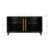 Favfurish 59.8" Handcrafted Premium Grain Panels Buffer Cabinet,4 Doors Rattan Accent Storage Cupboard,with Adjustable Shelves,for Living Room,Dining Room,Hallway Entryway,Antique Dark Grey view 3