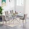 SSLine Modern 5-Piece Silver Glass Dining Table Set for 4, 51" Long Rectangle Glass Kitchen Table with 4 Grey Tufted Chairs for Kitchen Home Office view 1