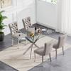 SSLine Modern 5-Piece Silver Glass Dining Table Set for 4, 51" Long Rectangle Glass Kitchen Table with 4 Grey Tufted Chairs for Kitchen Home Office view 2