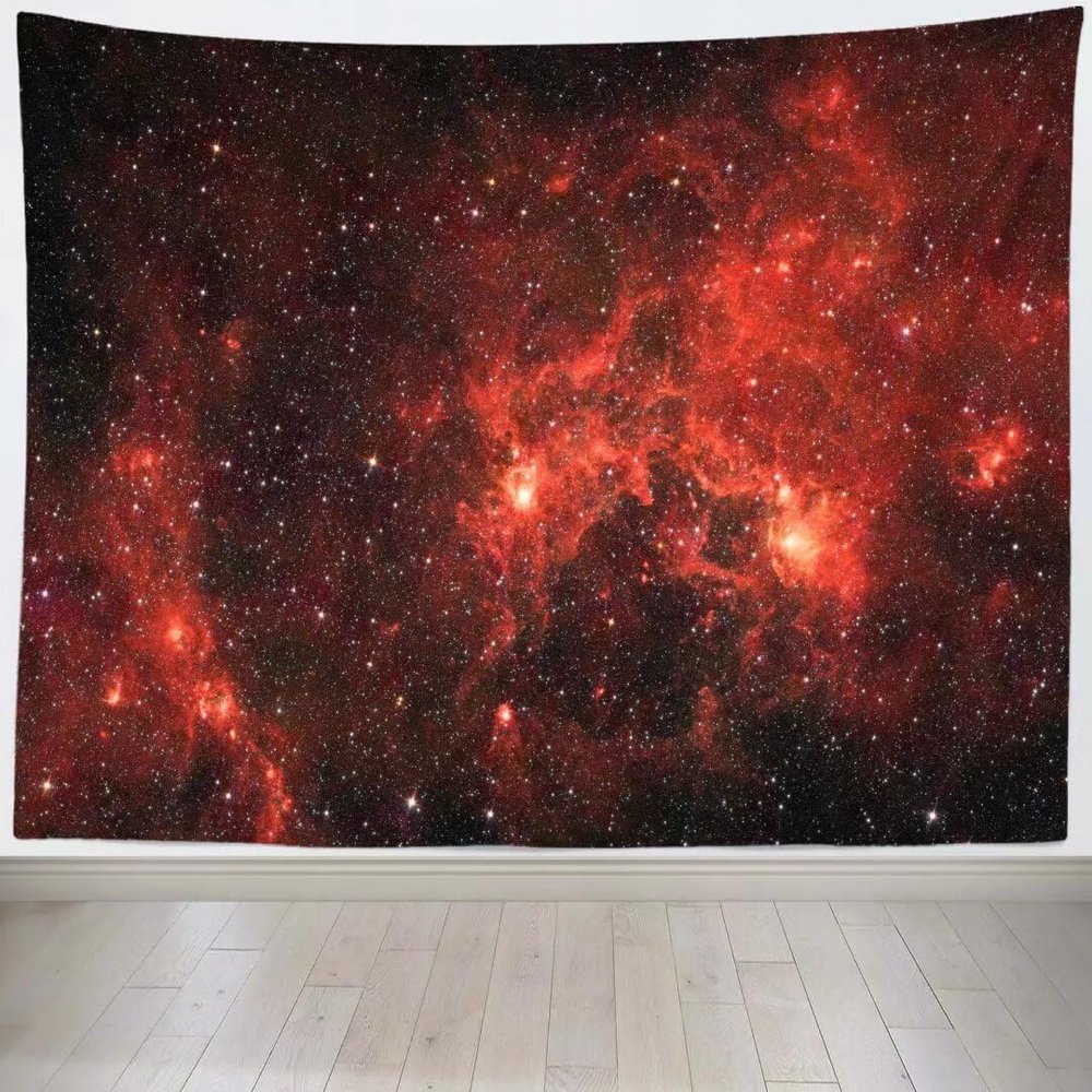 BELECO Large Galaxy Stars Tapestry Wall Hanging Universe Outer Space Red Starry Sky Tapestry Wall Decor Psychedelic Galaxy Nebula Wall Tapestry for Ceiling Bedroom Living Room Dorm Decor